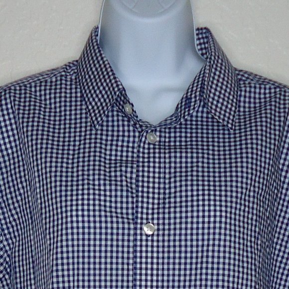 H&M* Men's Long Sleeve Button Down‎ Curved Hem Checkered Dress Shirt~ Size Large - Picture 5 of 12
